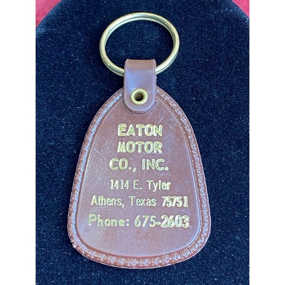 Vtg Pontiac Buick Oldsmobile Eaton Motor Co. Athens Tx Key Ring Chain Brown Mopa - Picture 2 of 6